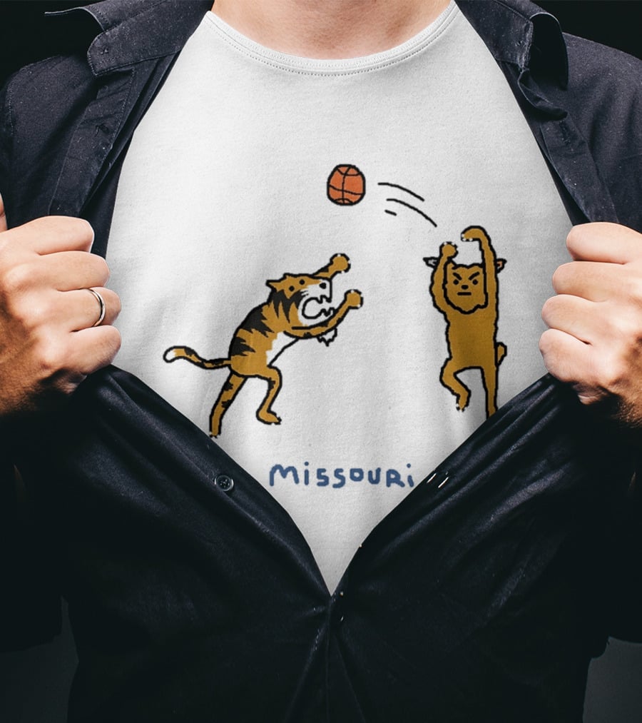 Kentucky Wildcats Vs Missouri Tigers Basketball 2026 SEC Matchup Cartoon T-Shirt