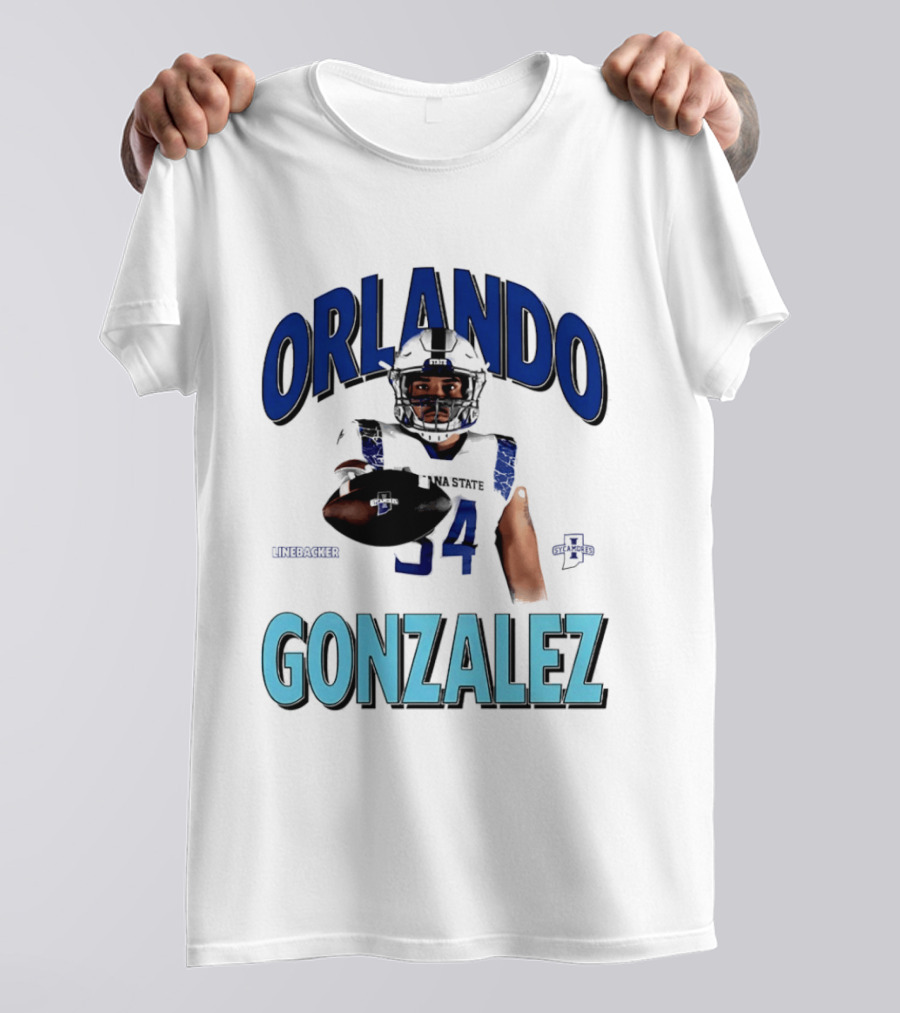 Orlando Gonzalez Indiana State Sycamores Linebacker Football Player 34 T-Shirt