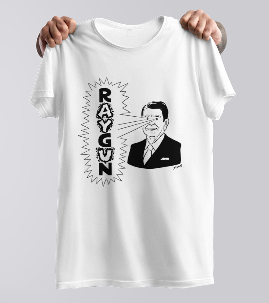 Raygun Ronald Reagan Star Wars SDI Political Satire T-Shirt