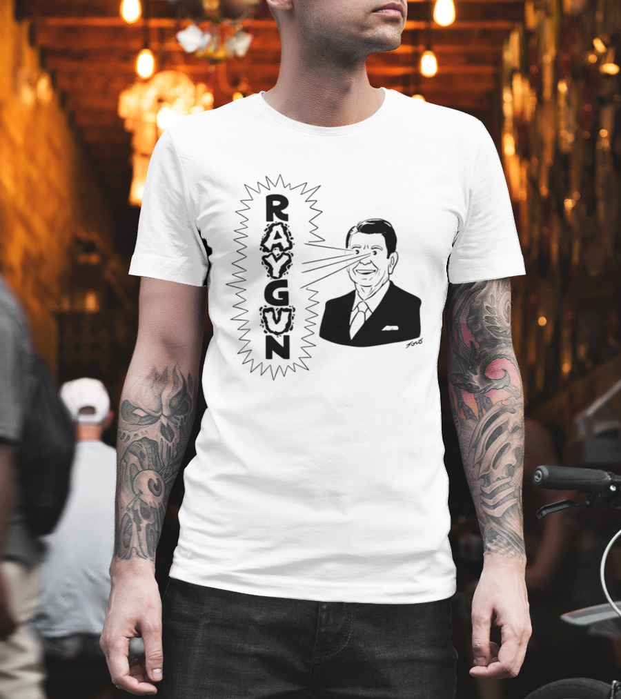 Raygun Ronald Reagan Star Wars SDI Political Satire T-Shirt