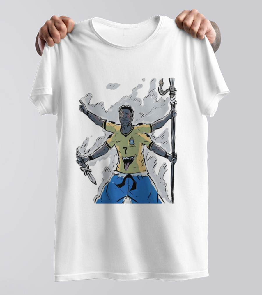 Vini Jr. Brazil Ryomen Sukuna Crossover Anime Character Fusion T-Shirt