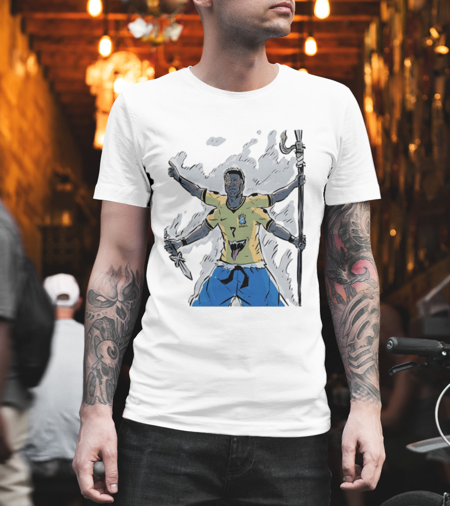 Vini Jr. Brazil Ryomen Sukuna Crossover Anime Character Fusion T-Shirt