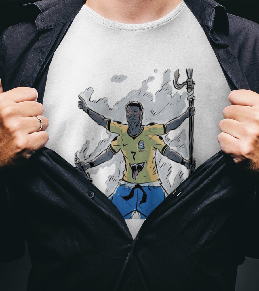Vini Jr. Brazil Ryomen Sukuna Crossover Anime Character Fusion T-Shirt