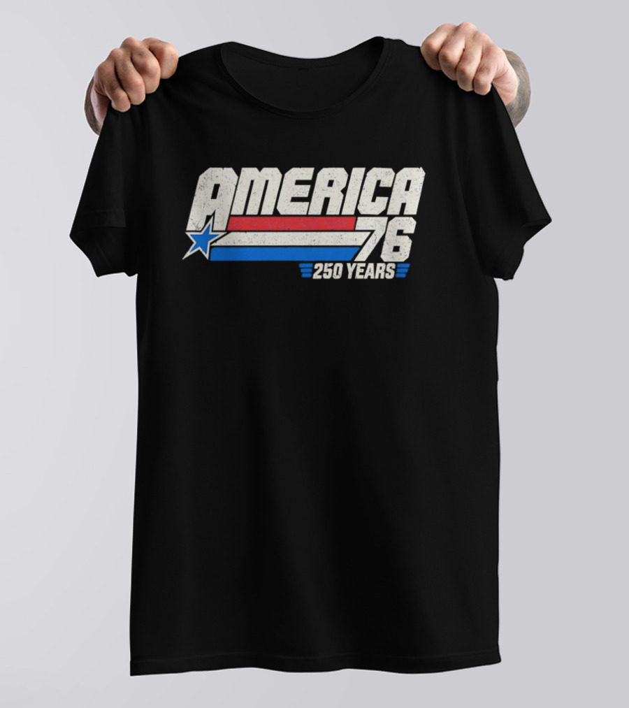 America 76 Star Red White Blue 250 Years Celebration T-Shirt