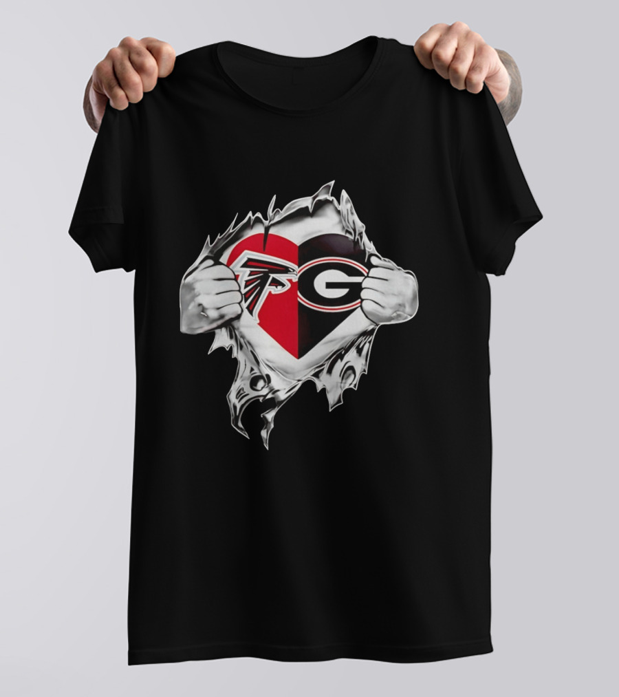Atlanta Falcons Georgia Bulldogs Heart Fan Pride T-Shirt