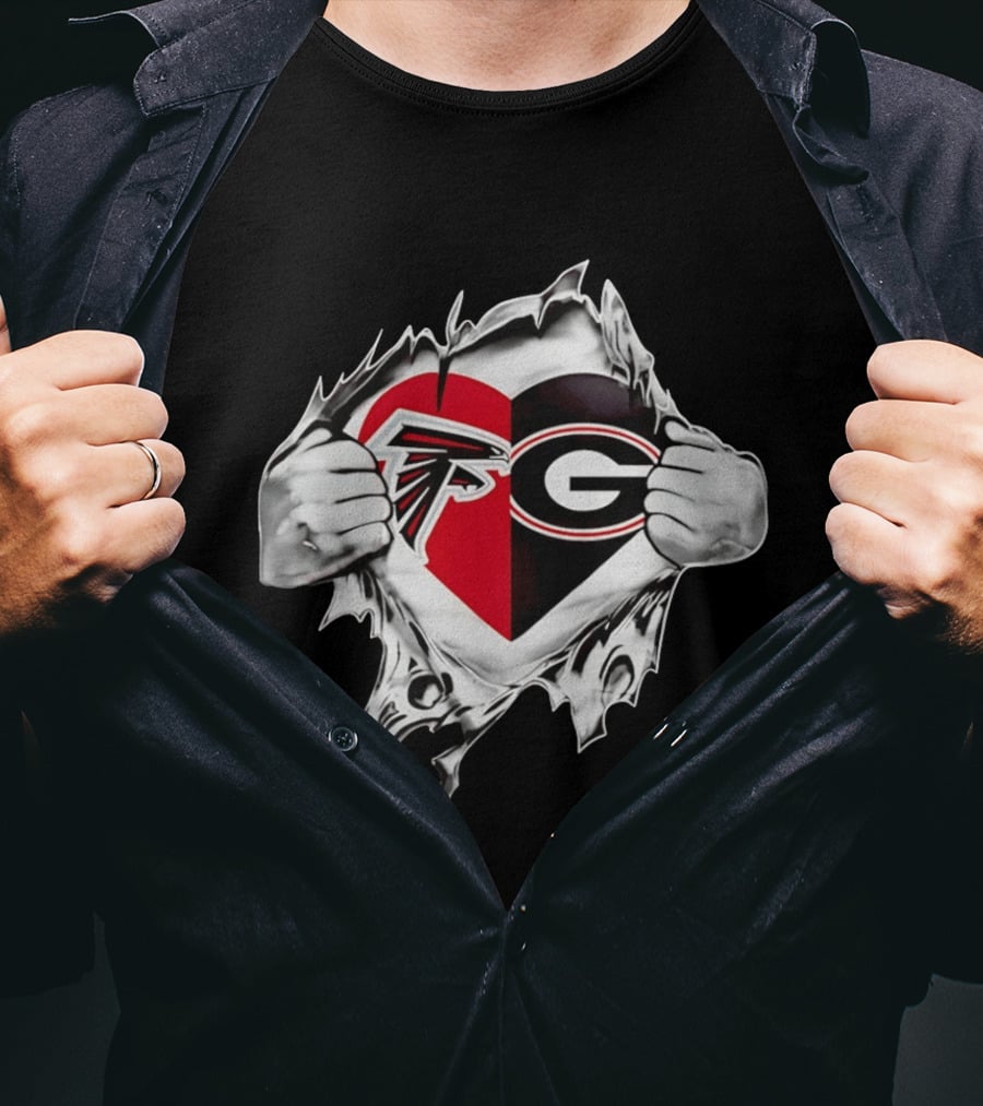 Atlanta Falcons Georgia Bulldogs Heart Fan Pride T-Shirt