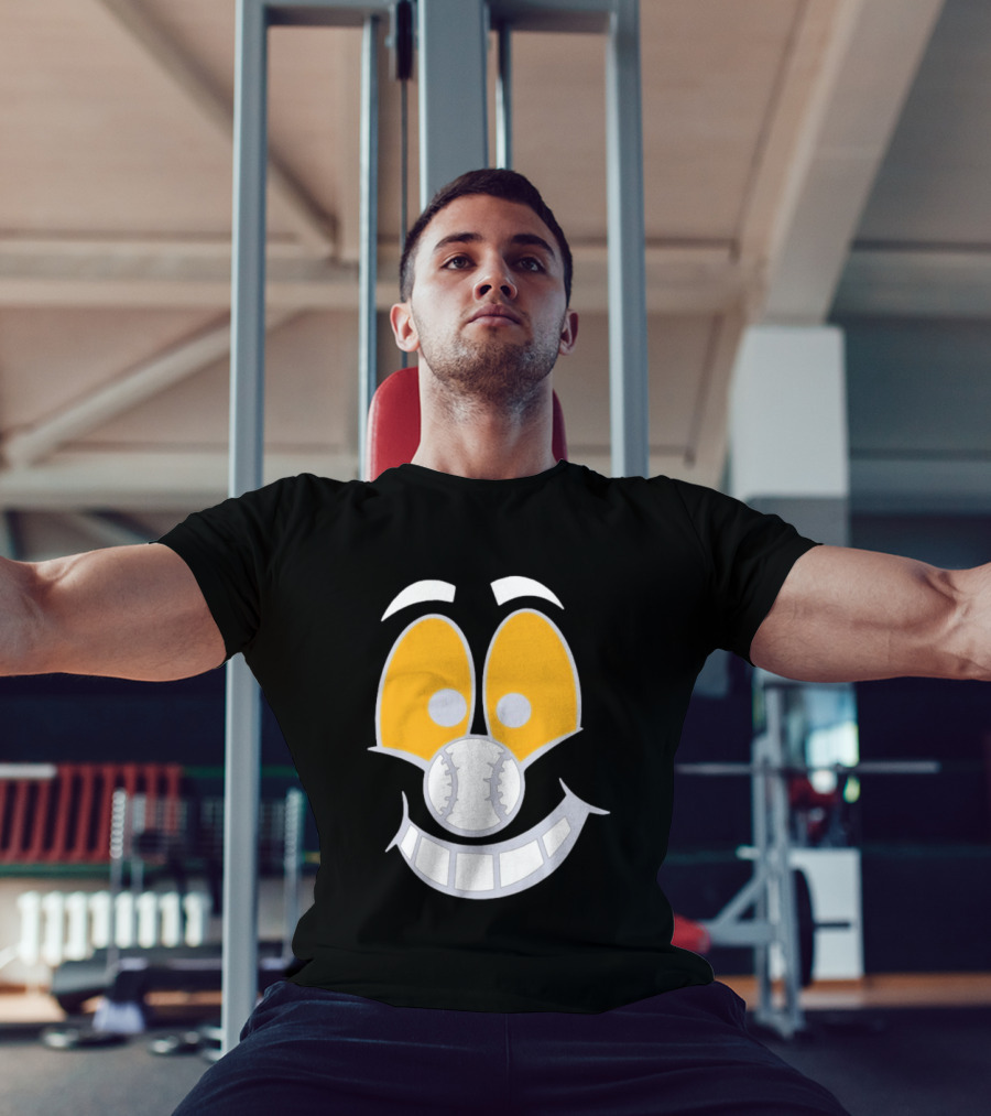 Cartoon Baseball Smile Face With Playful Eyes T-Shirt
