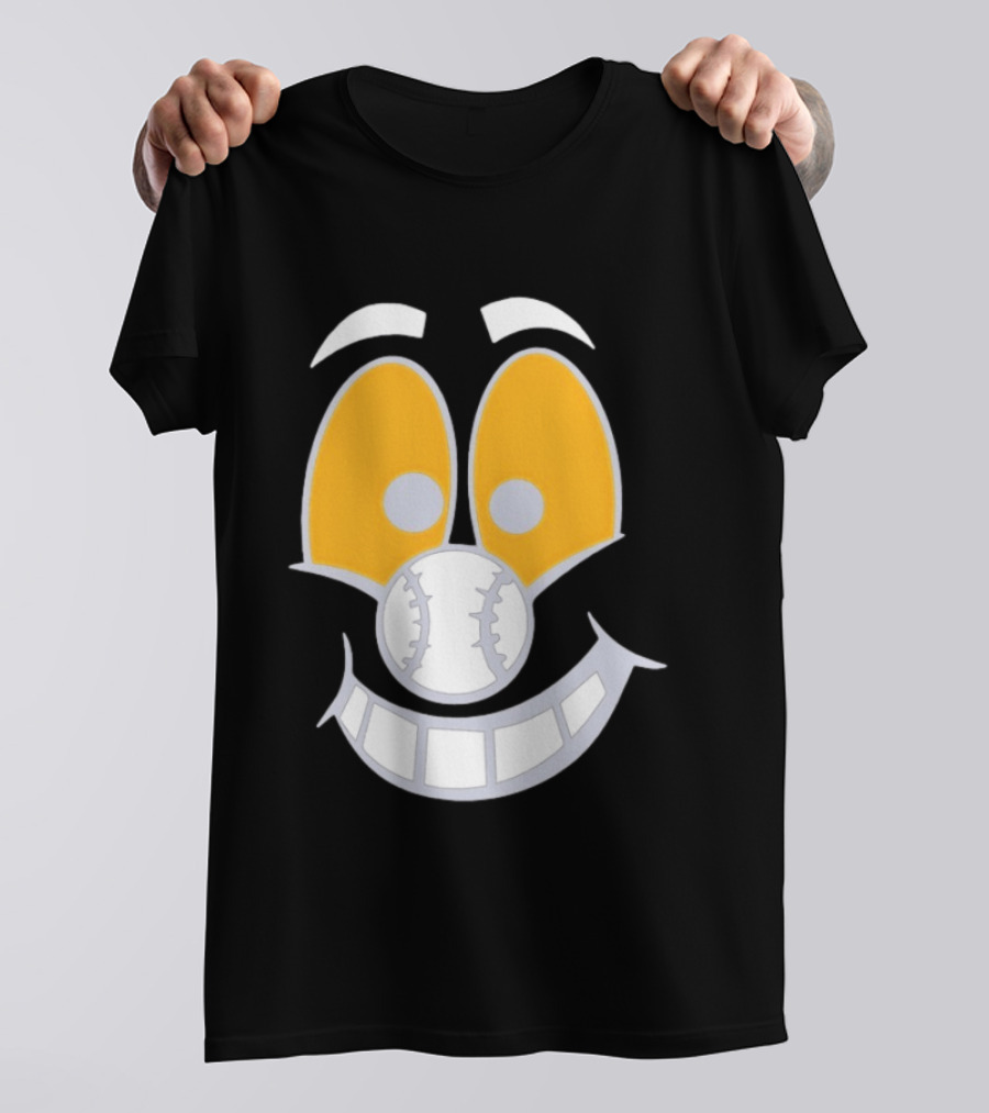 Cartoon Baseball Smile Face With Playful Eyes T-Shirt