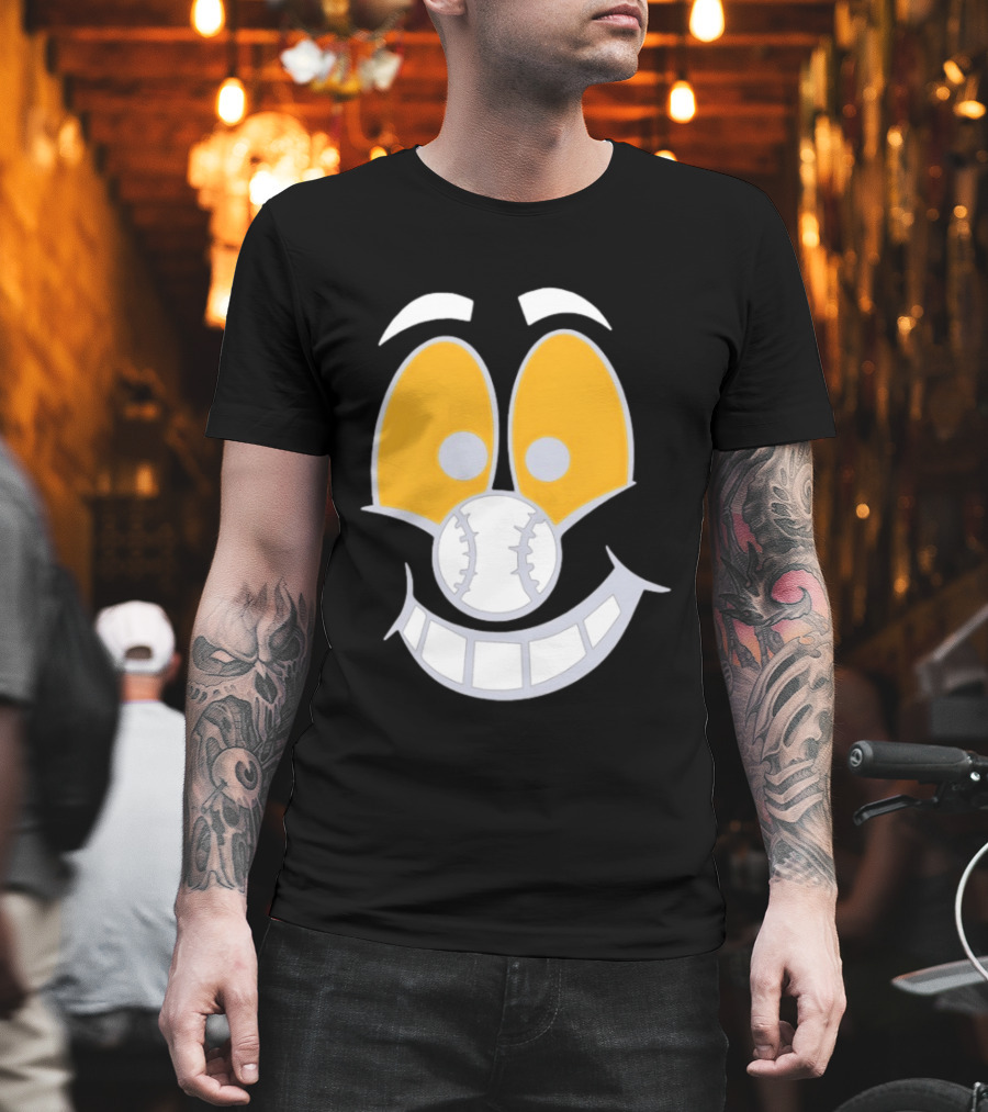 Cartoon Baseball Smile Face With Playful Eyes T-Shirt