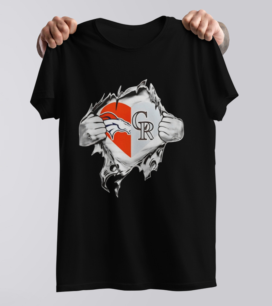 Broncos Rockies Heart Split Collaboration T-Shirt