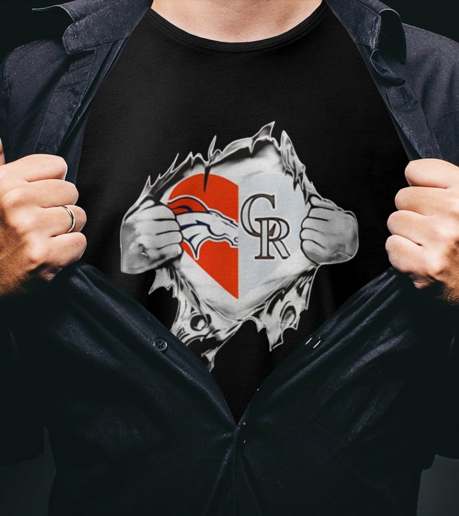 Broncos Rockies Heart Split Collaboration T-Shirt