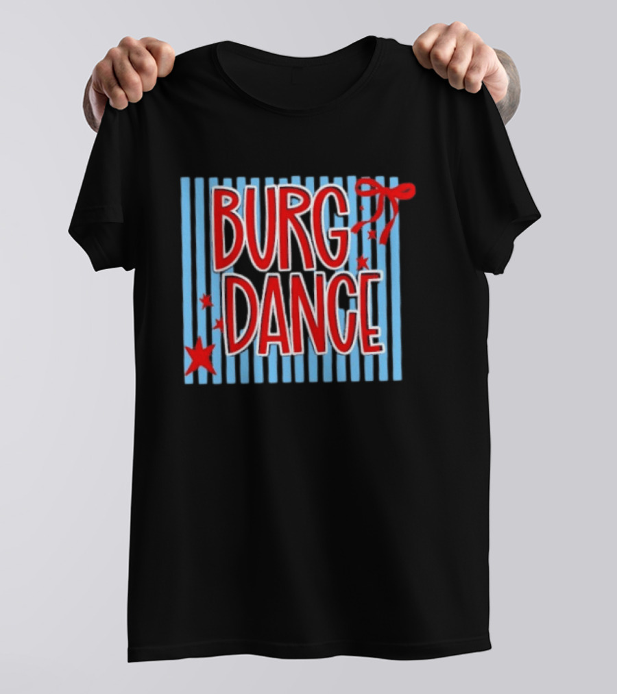 Burg Dance Stripe Red Stars And Bow T-Shirt