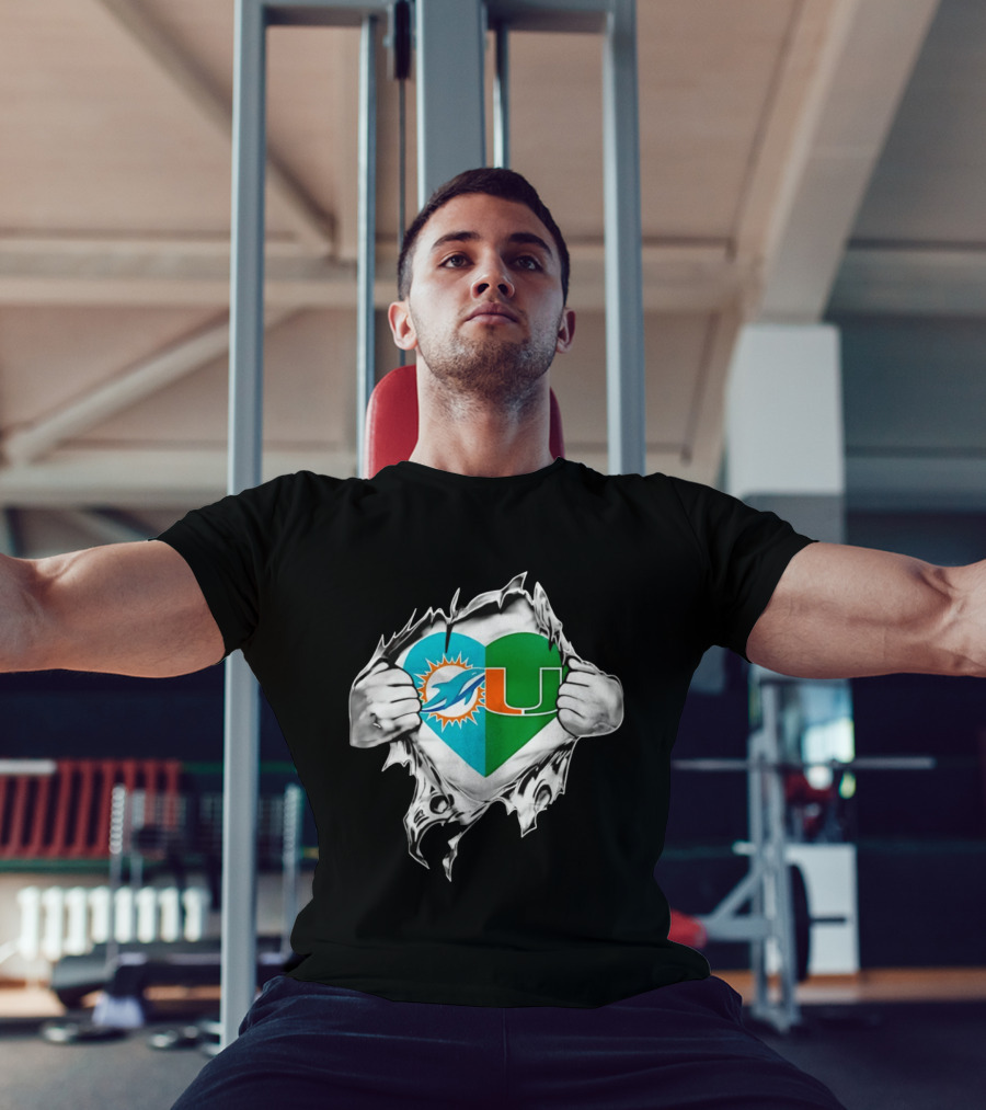 Dolphins Hurricanes Heart Miami Sports Fan Spirit T-Shirt