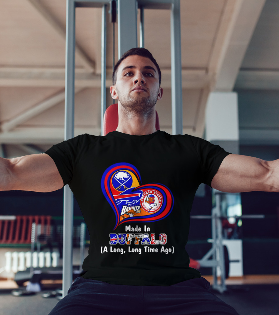 Buffalo Sabres Bills Bisons Made In Buffalo Heart T-Shirt