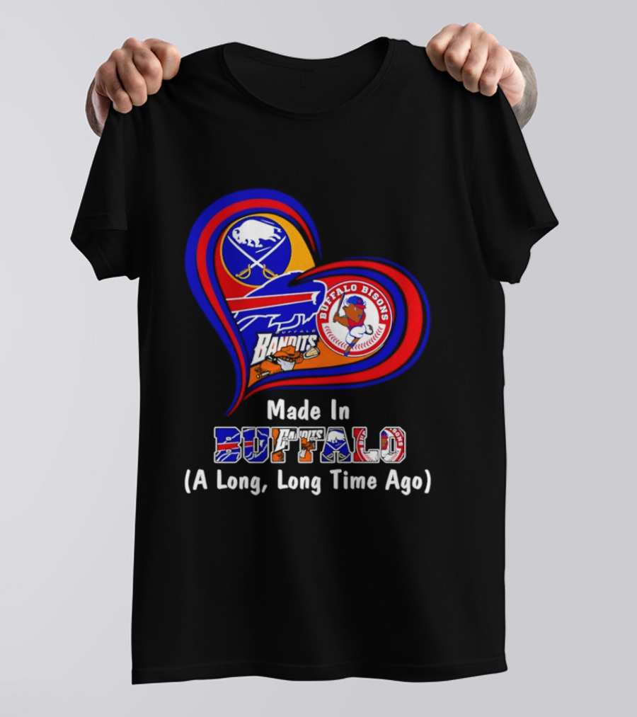 Buffalo Sabres Bills Bisons Made In Buffalo Heart T-Shirt