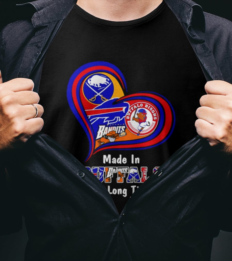 Buffalo Sabres Bills Bisons Made In Buffalo Heart T-Shirt