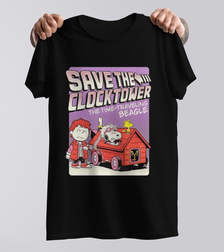 Save The Tower The Time Traveling Beagle Retro Adventure T-Shirt