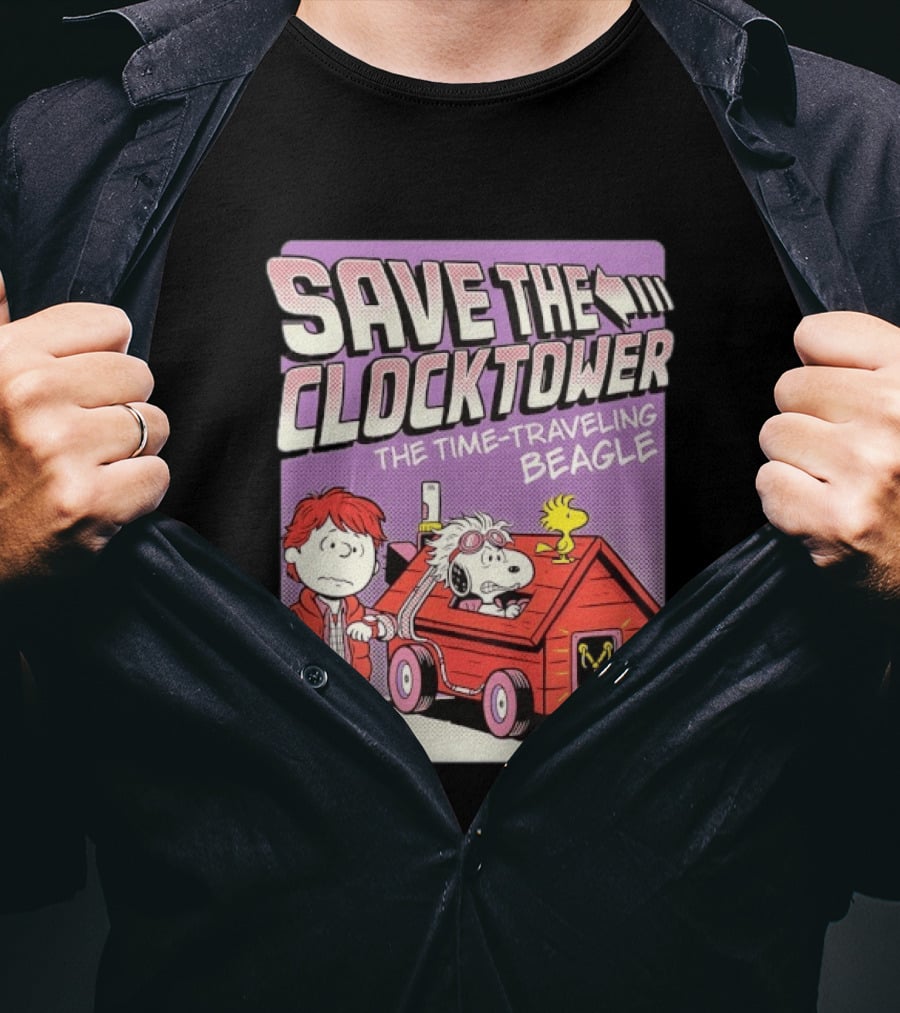 Save The Tower The Time Traveling Beagle Retro Adventure T-Shirt