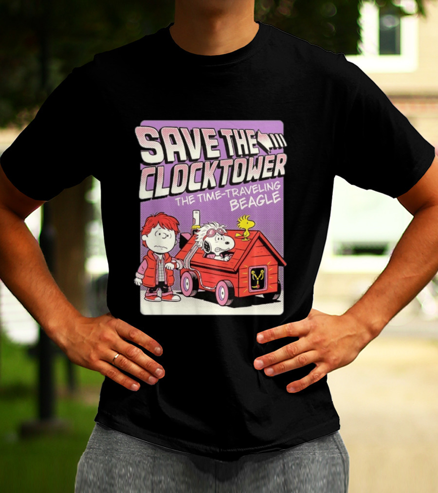 Save The Tower The Time Traveling Beagle Retro Adventure T-Shirt