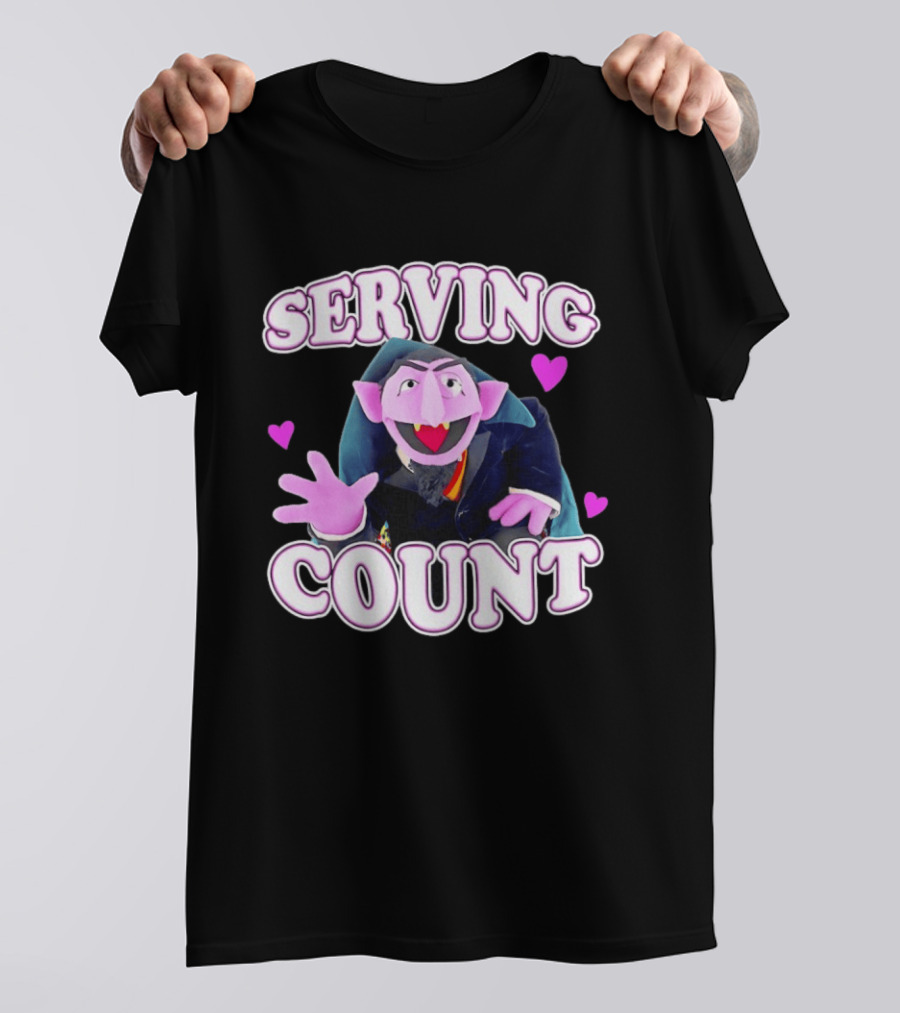 Serving Count Von Count Heart Purple Love T-Shirt