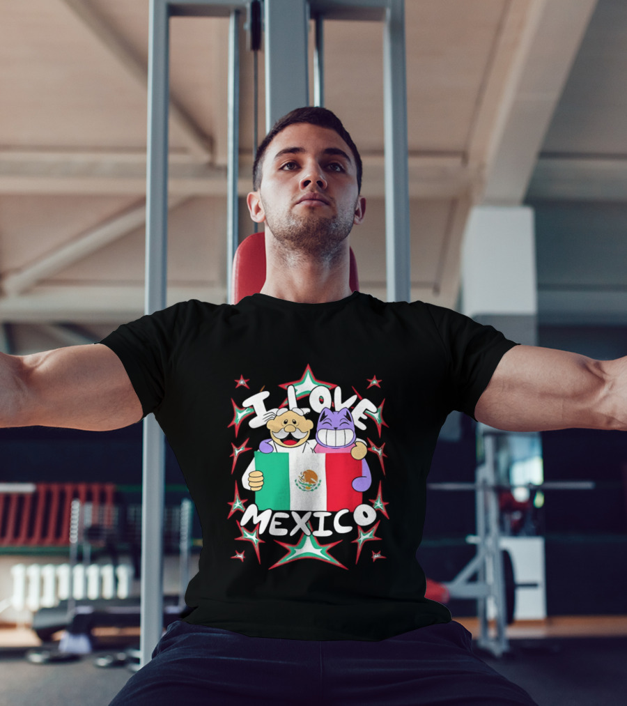 I Love Mexico Mexican Flag Cartoon Cat And Doctor T-Shirt