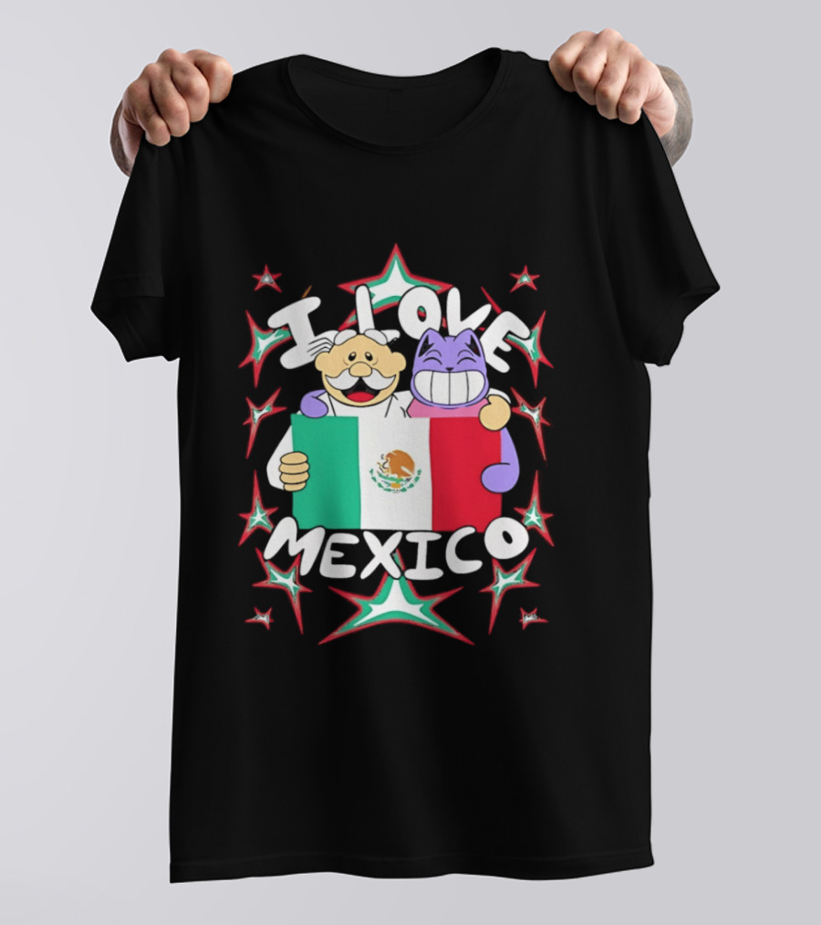 I Love Mexico Mexican Flag Cartoon Cat And Doctor T-Shirt