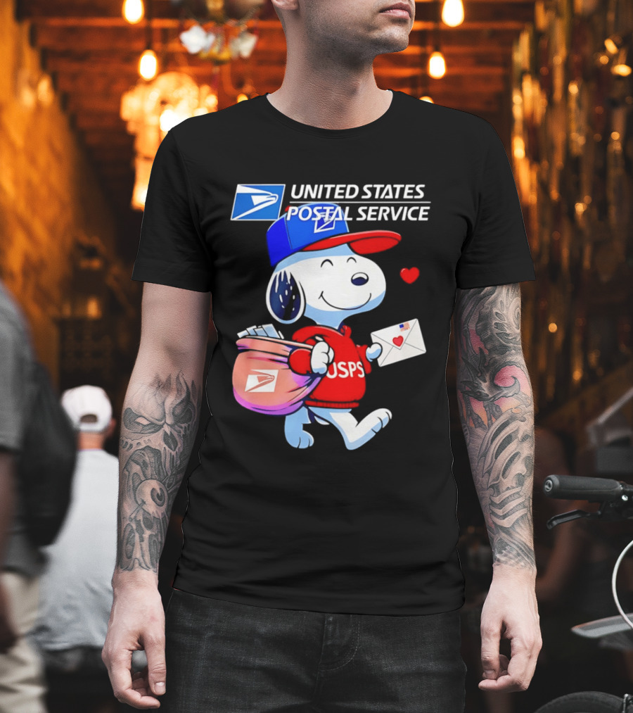 Snoopy USPS Mail Carrier United States Postal Service Official Collaboration T-Shirt
