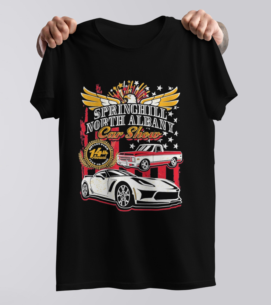 Springhill North Albany Car Show Vintage Truck And Sports Car Stars Wings T-Shirt