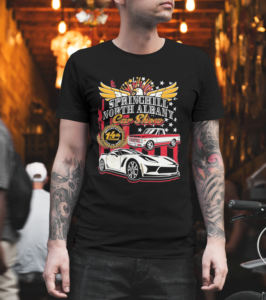 Springhill North Albany Car Show Vintage Truck And Sports Car Stars Wings T-Shirt