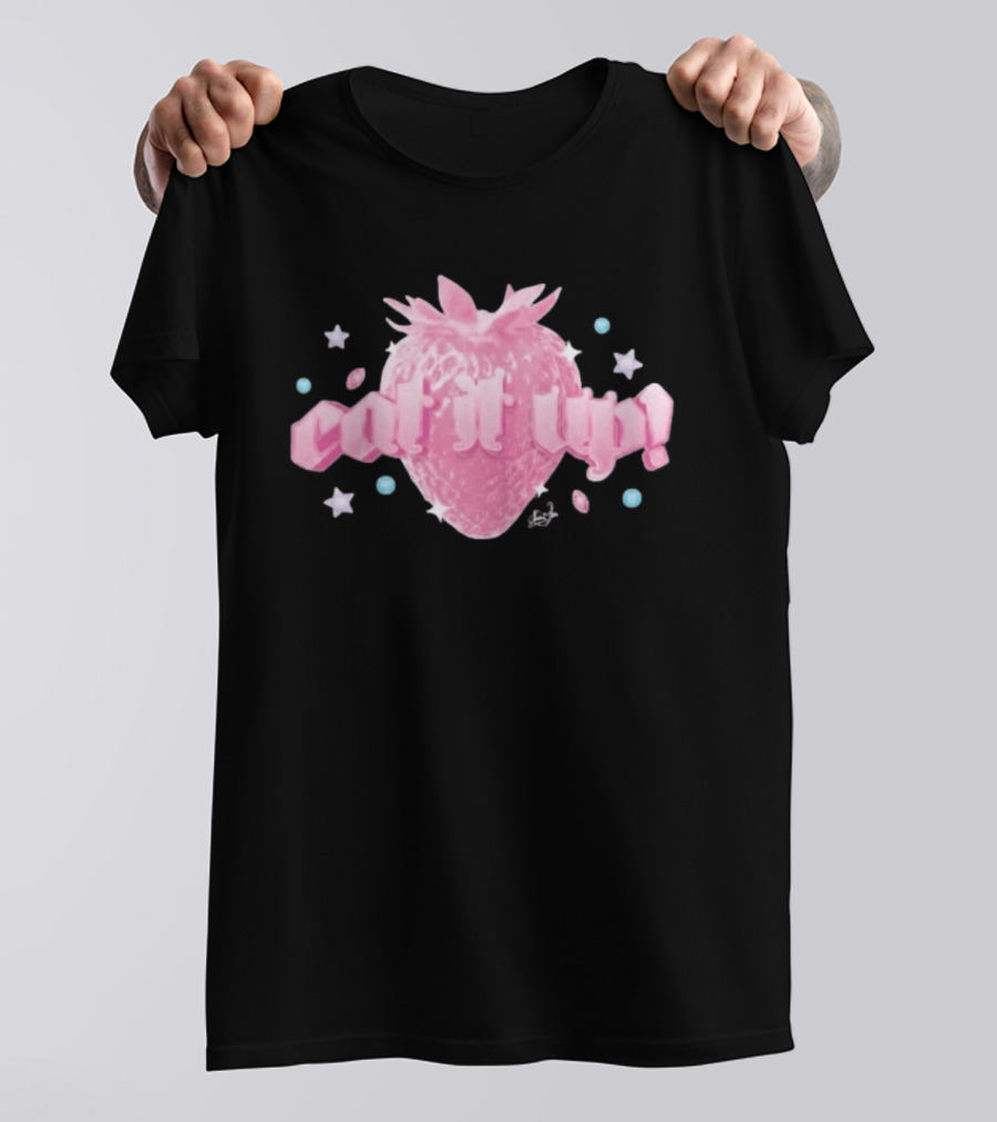 Naomi Jon Eat It Up Pink Strawberry Gothic Stars T-Shirt