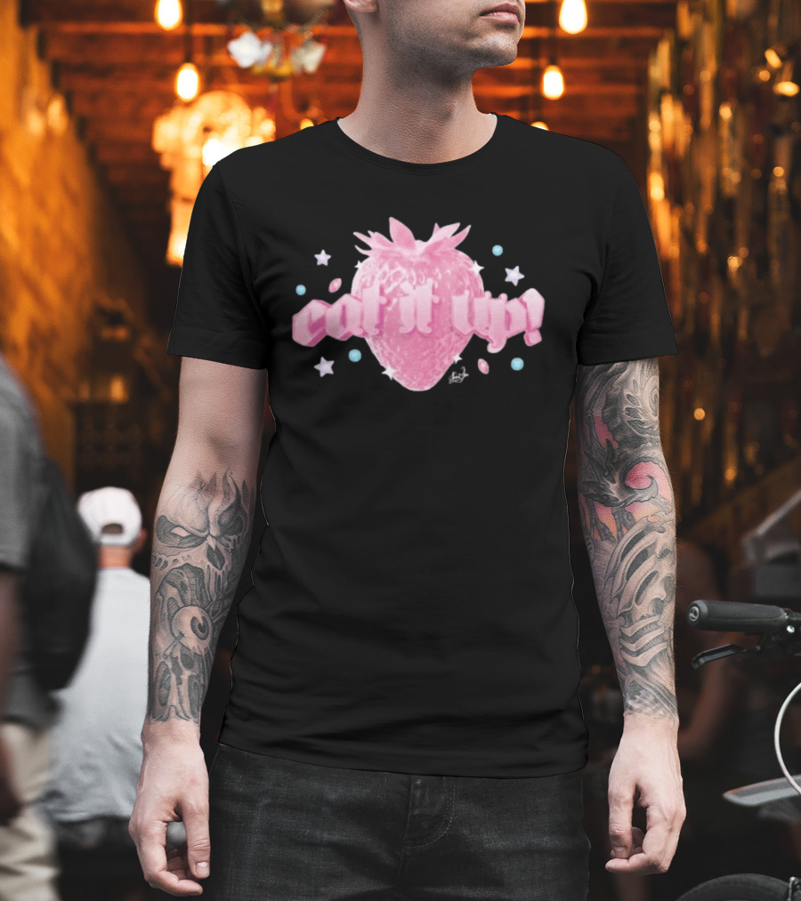 Naomi Jon Eat It Up Pink Strawberry Gothic Stars T-Shirt