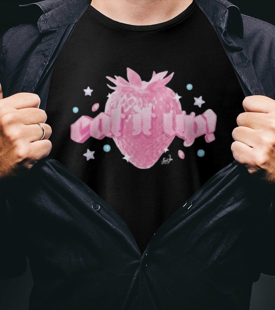 Naomi Jon Eat It Up Pink Strawberry Gothic Stars T-Shirt