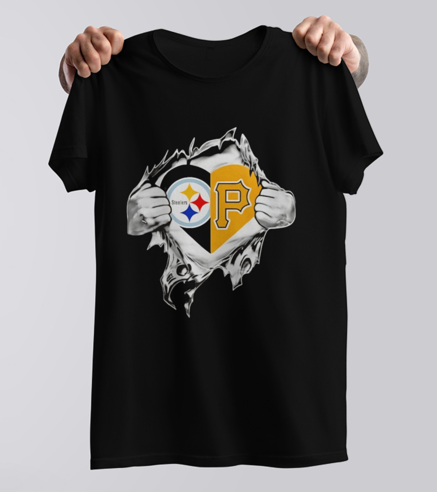 Steelers Pirates Heart Pittsburgh NFL MLB Fans T-Shirt