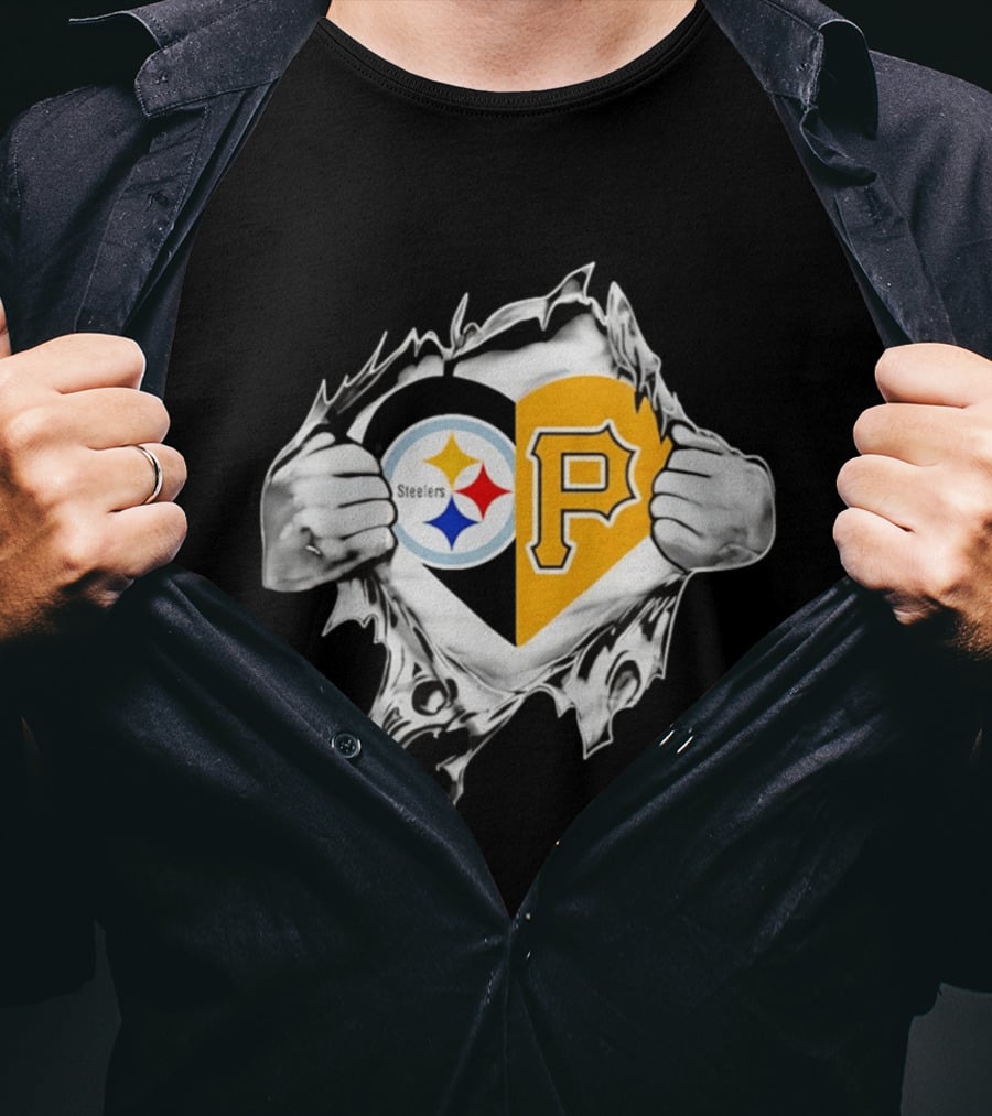 Steelers Pirates Heart Pittsburgh NFL MLB Fans T-Shirt