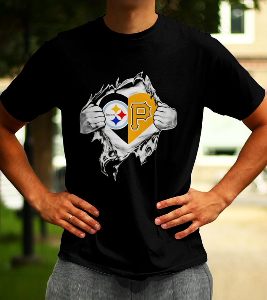Steelers Pirates Heart Pittsburgh NFL MLB Fans T-Shirt