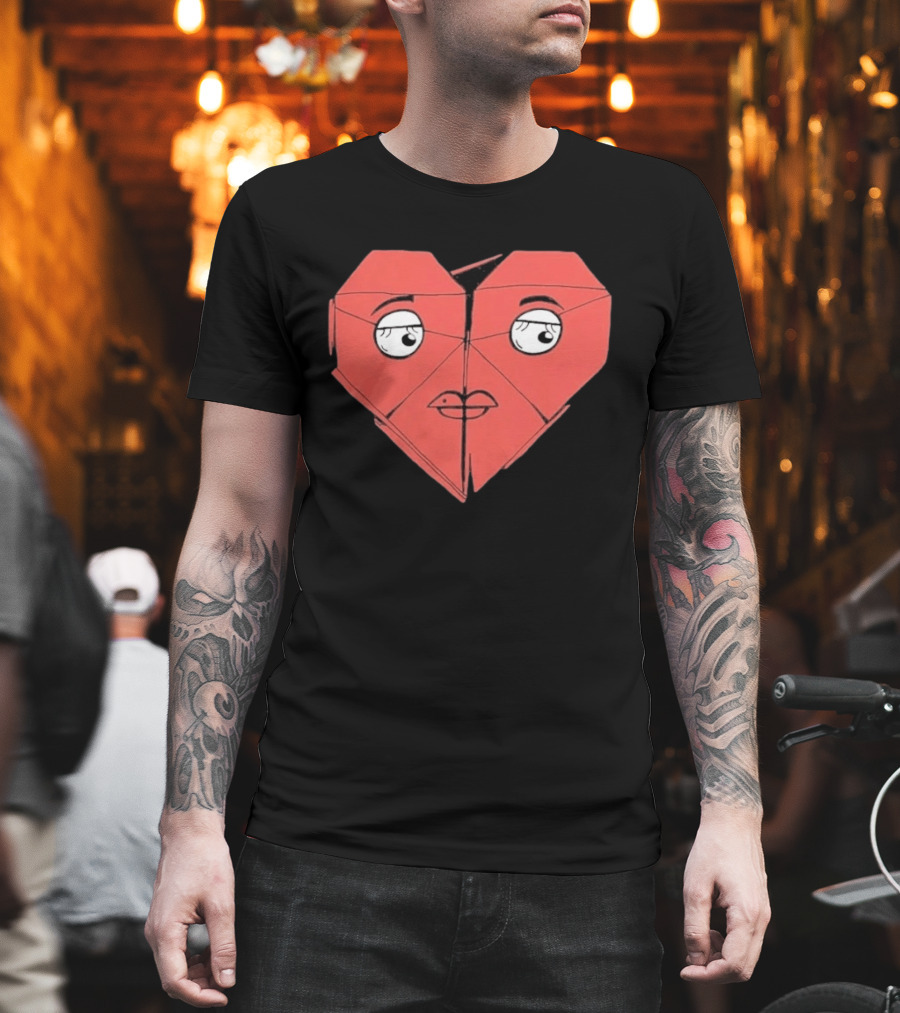 James Marriott Romanticise This Origami Heart Face T-Shirt