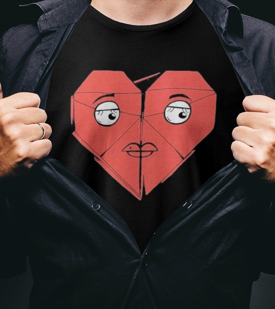 James Marriott Romanticise This Origami Heart Face T-Shirt