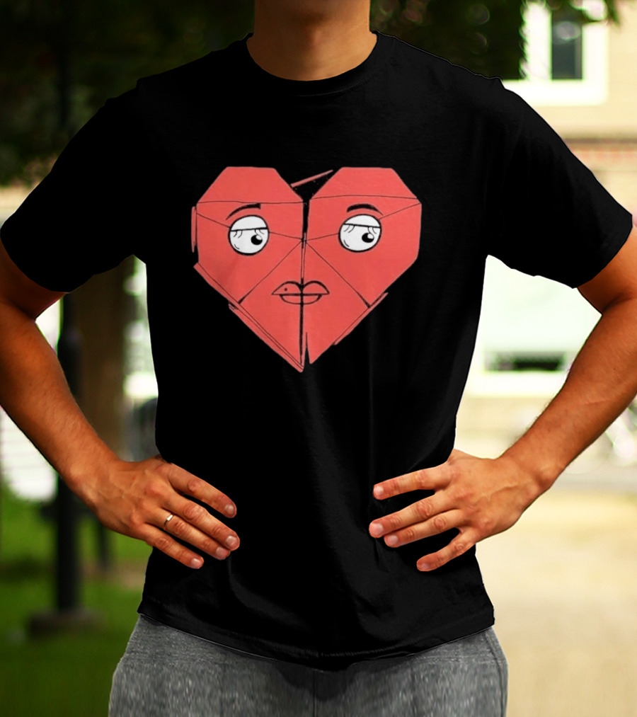 James Marriott Romanticise This Origami Heart Face T-Shirt