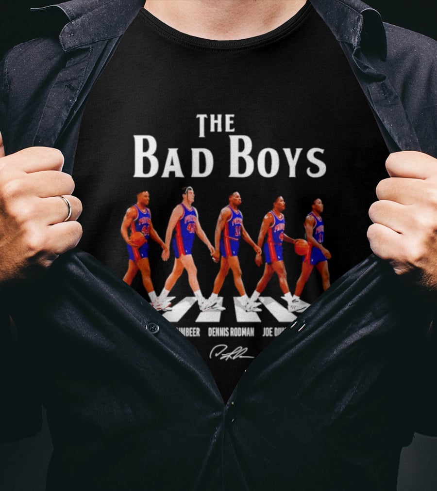 The Bad Boys Detroit Pistons Rick Mahorn Bill Laimbeer Dennis Rodman Joe Dumars Isiah Thomas Beatles Walk T-Shirt