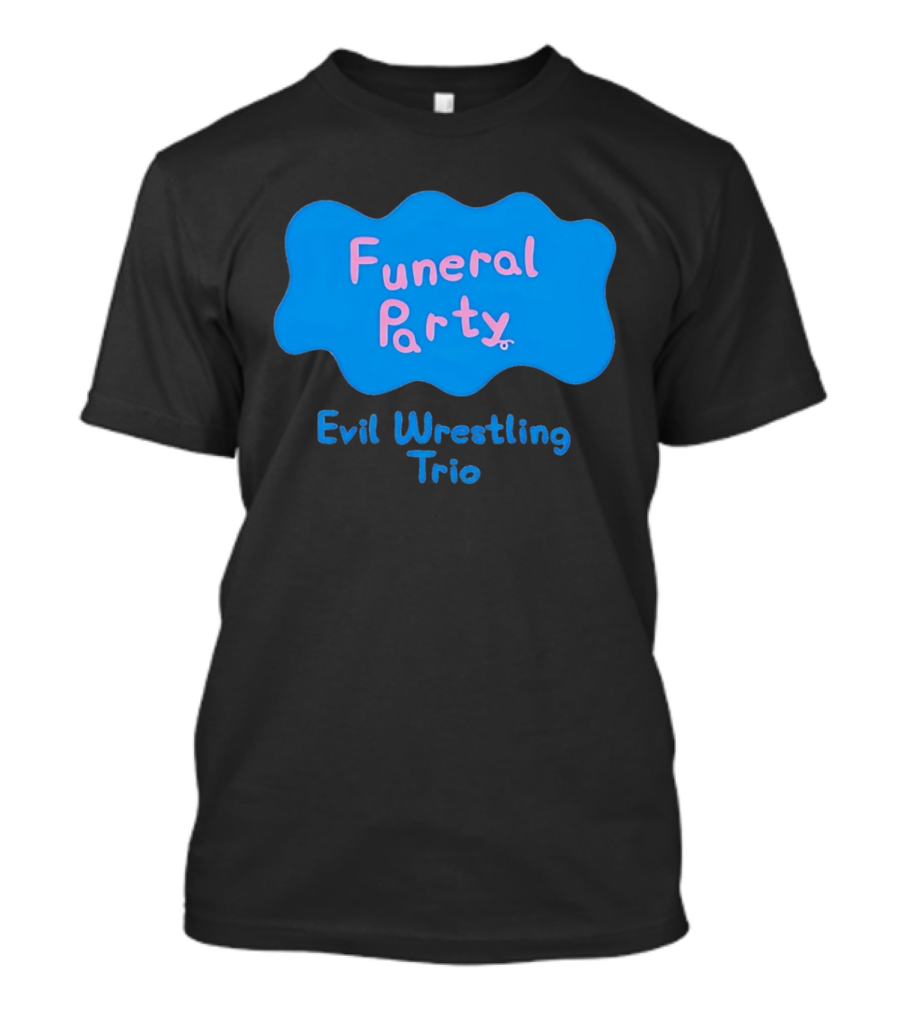 Funeral Party Evil Wrestling Trio Retro Blue Pink T-Shirt