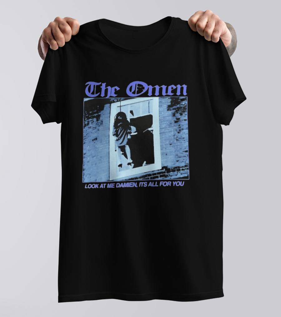 The Omen Look At Me Damien It's All For You Classic Horror Scene T-Shirt