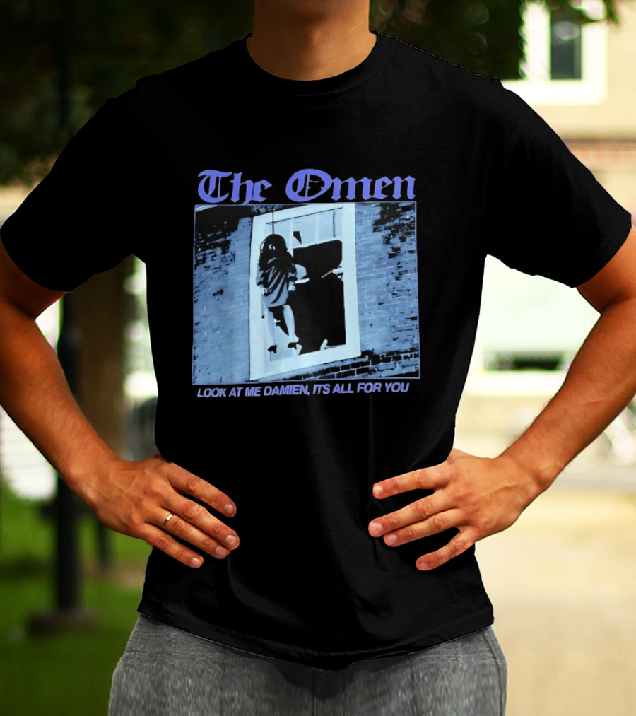 The Omen Look At Me Damien It's All For You Classic Horror Scene T-Shirt