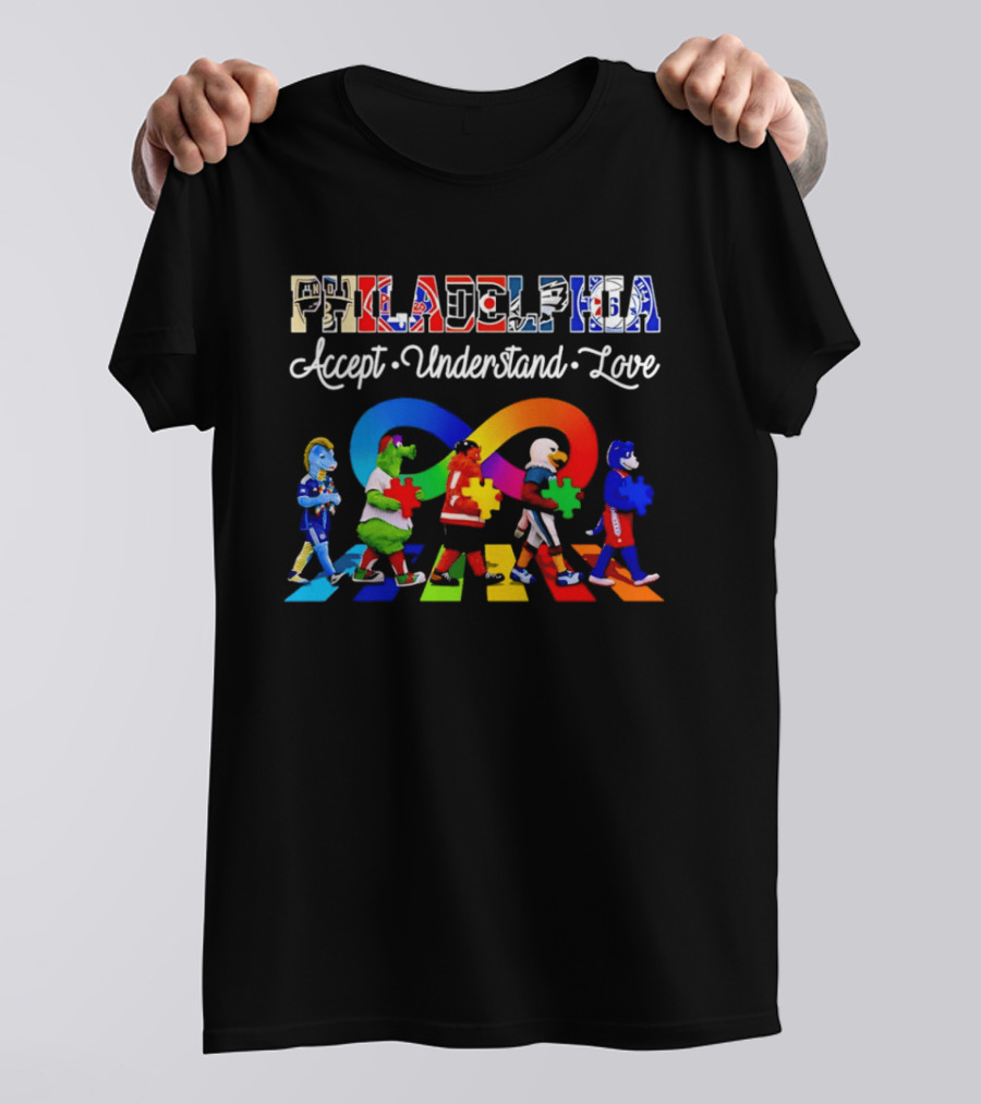 Philadelphia Mascots Autism Awareness Accept Understand Love T-Shirt