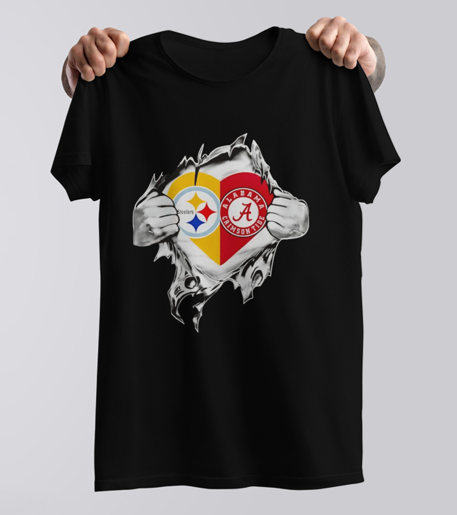 Pittsburgh Steelers Alabama Crimson Tide Heart Dual T-Shirt
