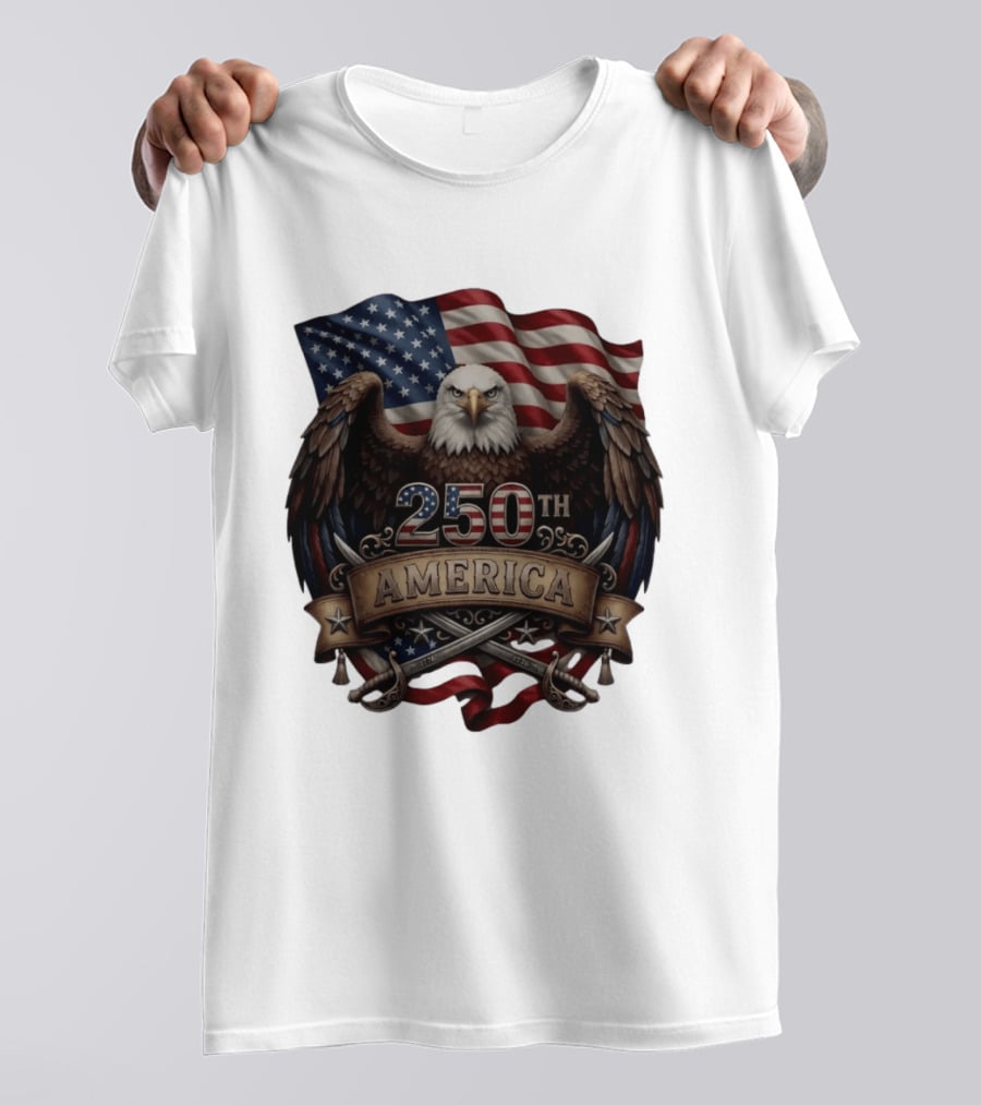 Patriotic Bald Eagle USA Flag America 250th Anniversary T-Shirt