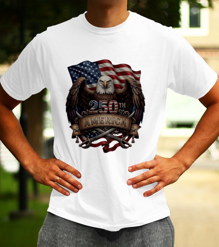 Patriotic Bald Eagle USA Flag America 250th Anniversary T-Shirt