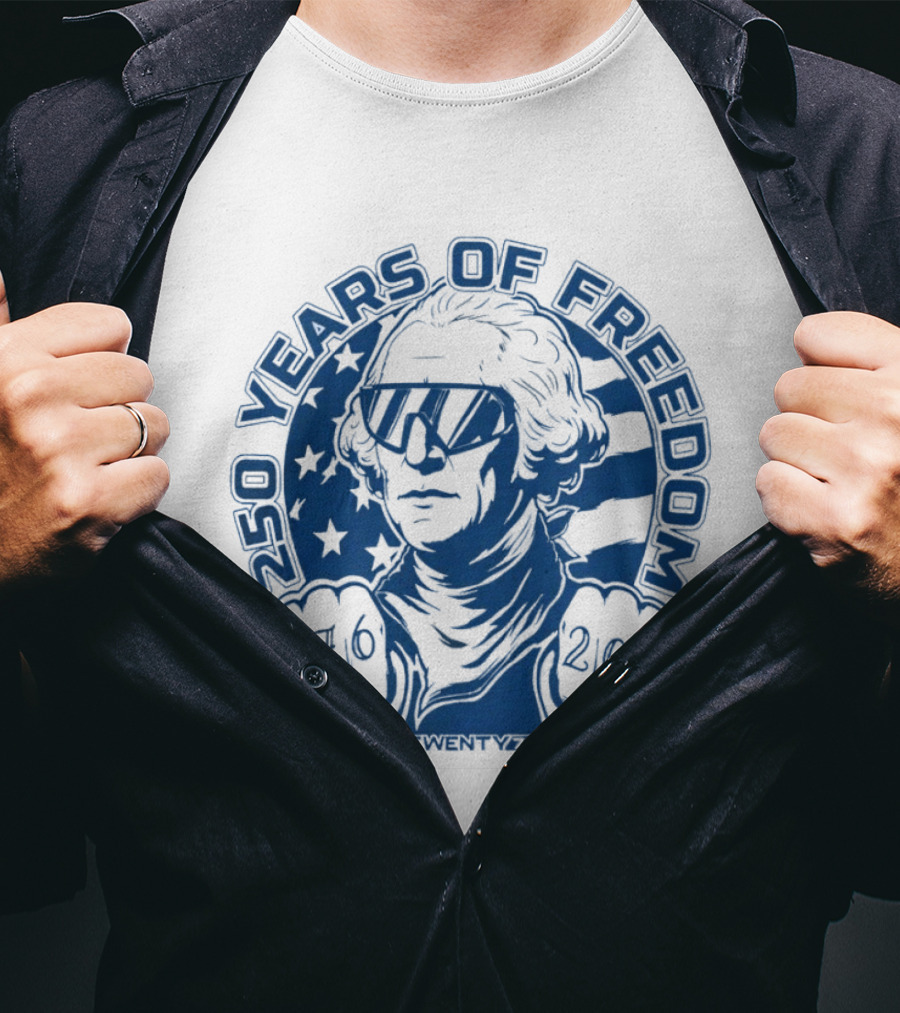 George Washington 250 Years Of Freedom 1776 2026 USA Stars And Stripes T-Shirt