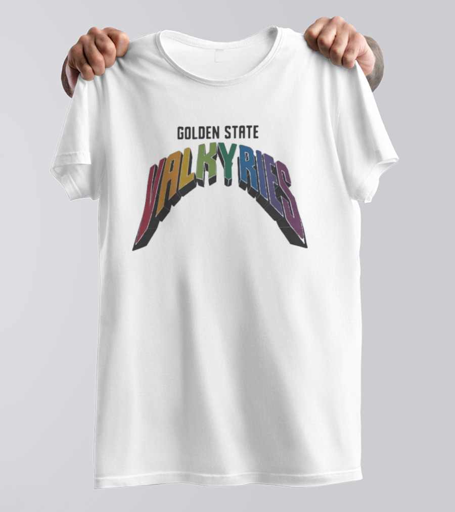 Golden State Valkyries Rainbow Multicolor Curved T-Shirt