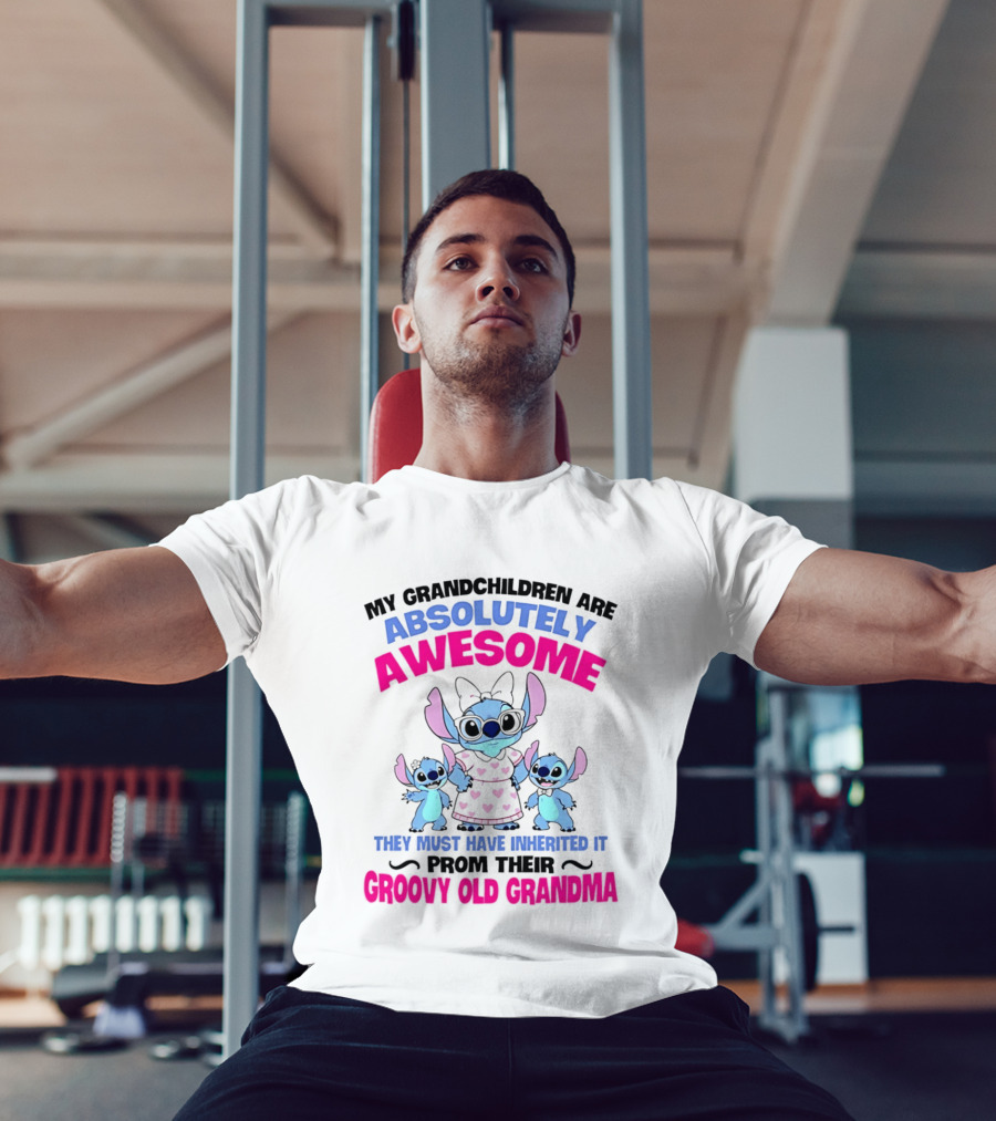 My Grandchildren Are Absolutely Awesome Inherited From Their Groovy Old Grandma Stitch T-Shirt