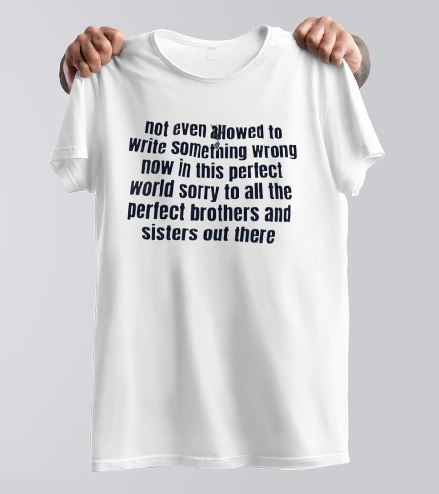 Not Even Allowed To Write Something Wrong Now In This Perfect World Sorry To All The Perfect Brothers And Sisters Out There T-Shirt
